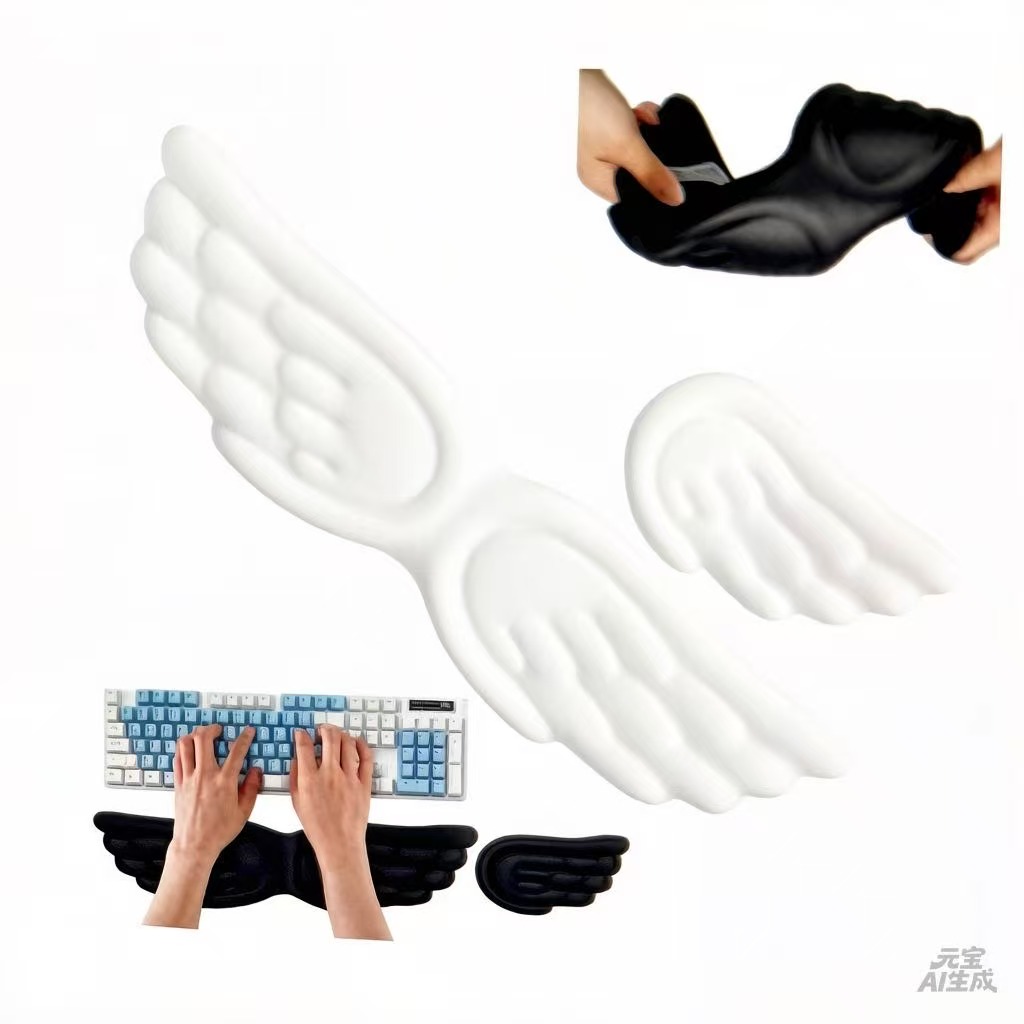 Gaming Accessories Girly - Keyboard Mouse Wrist Rest Angel Wing
