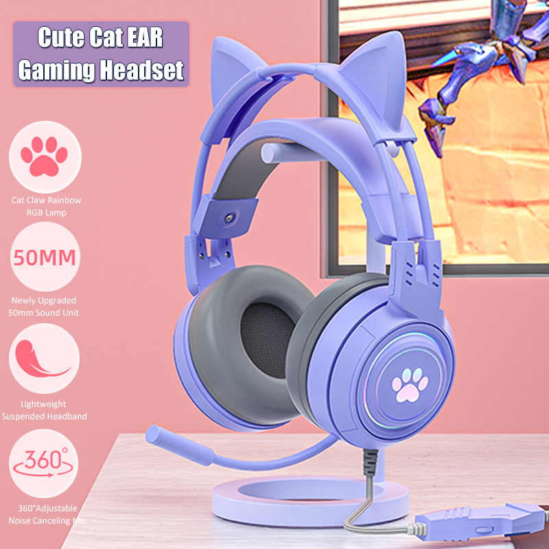 Cute Cat Ear Gaming Headphones - Gaming Accessories Girly 评论和价格