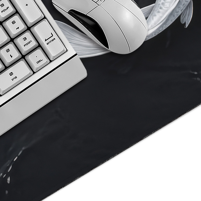 Black White Koi Mouse Pad Game - Gaming Accessories White 评论和价格